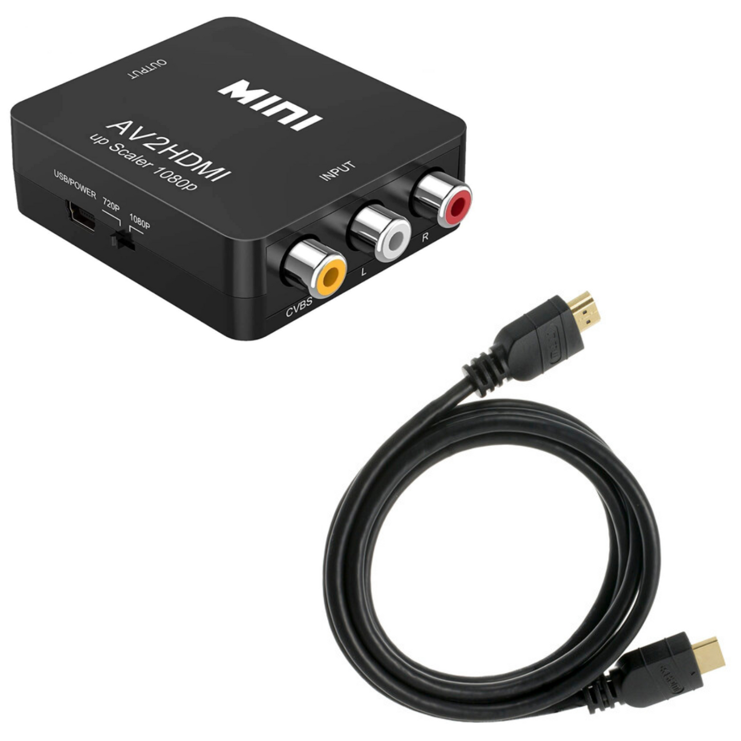 AV to HDMI Converter With HDMI Cable, RCA to HDMI Adapter, 1080p RCA to HDMI