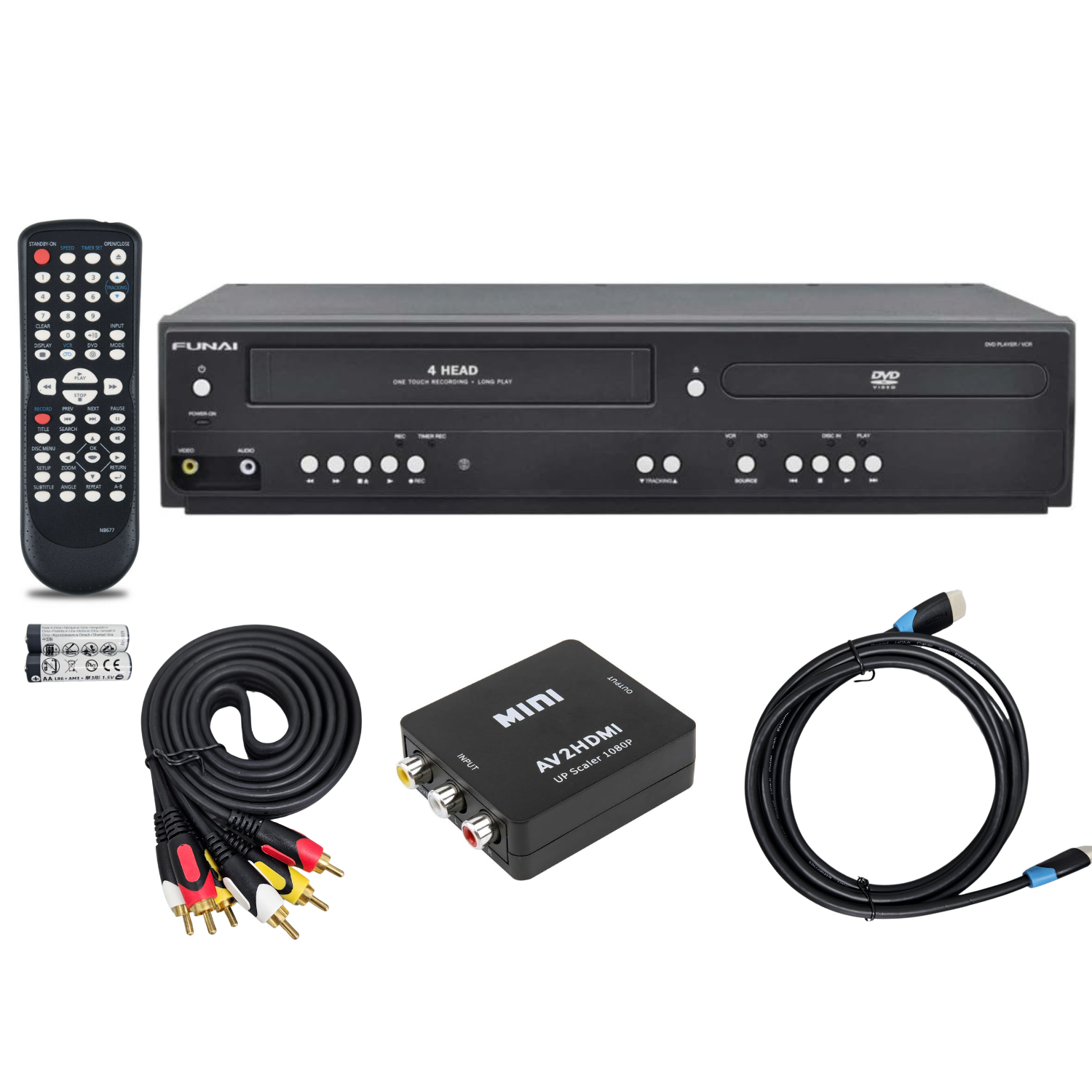 Funai DVD Recorder VCR Combo 1080p store 4 head vhs player