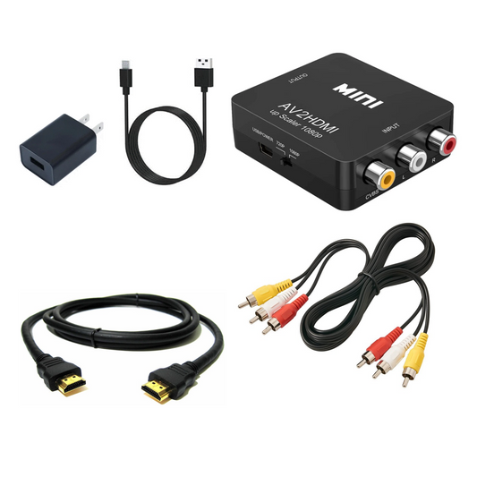 AV to HDMI Converter Kit With HDMI Cable, RCA Cable & Wall Plug, RCA to HDMI Adapter, 1080p